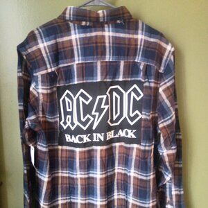 Upcycled AD/DC flannel Peek A Boo